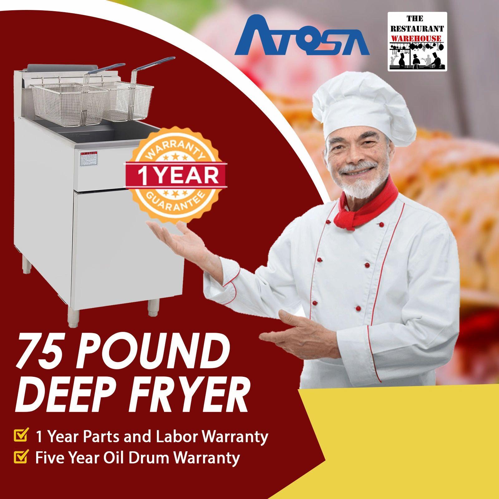 Atosa ATFS-75 Heavy Duty 75 LB Stainless Steel Deep Fryer - Natural Gas