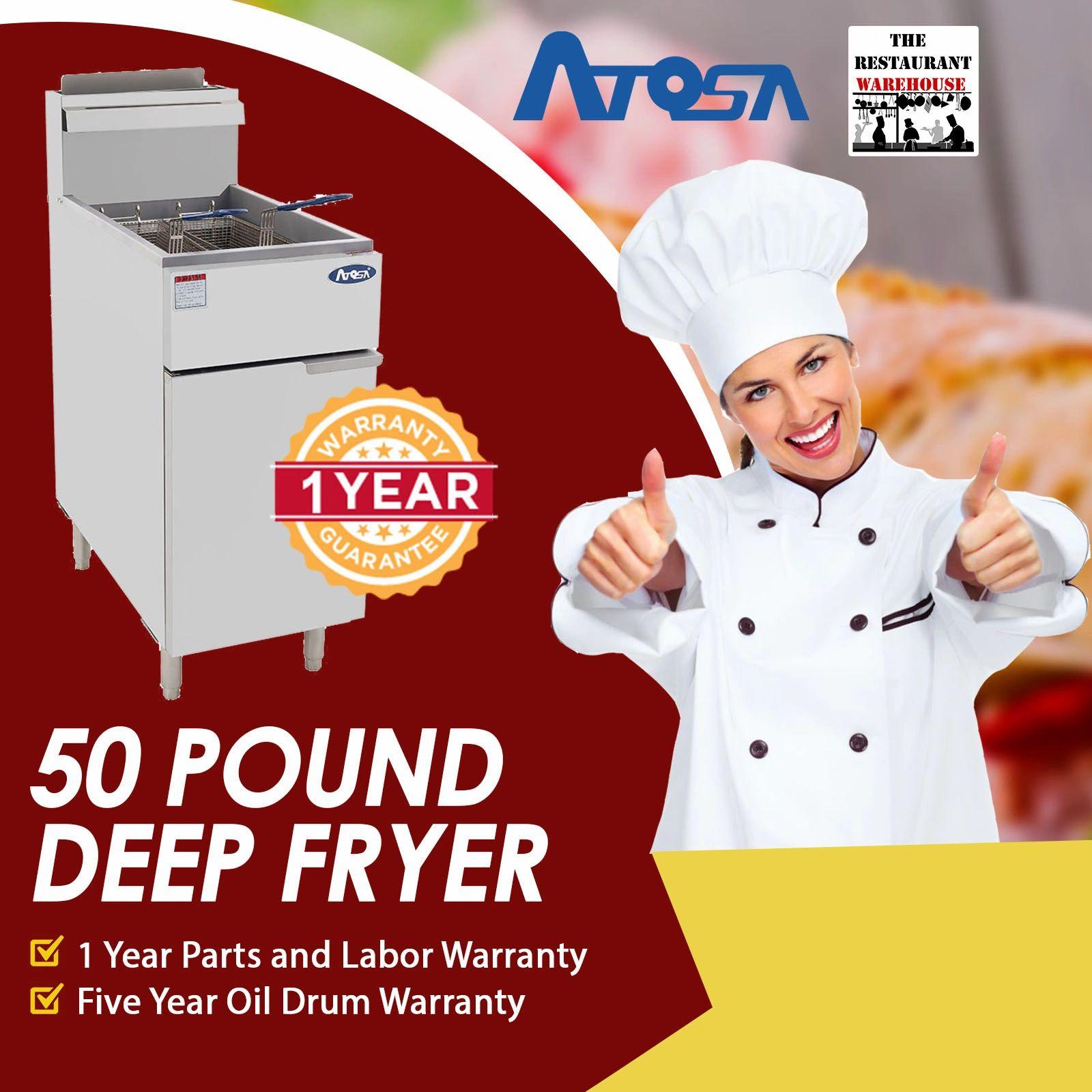 Atosa ATFS-50 Heavy Duty 50 LB Stainless Steel Deep Fryer - Natural Gas