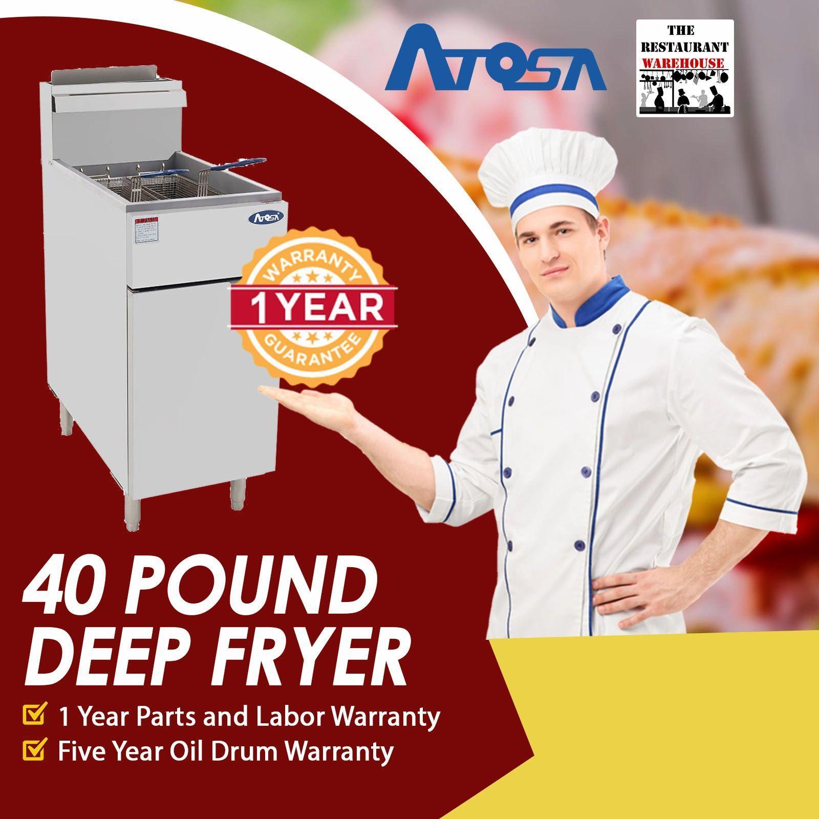 Atosa ATFS-40 Heavy Duty 40 LB Stainless Steel Deep Fryer - Propane