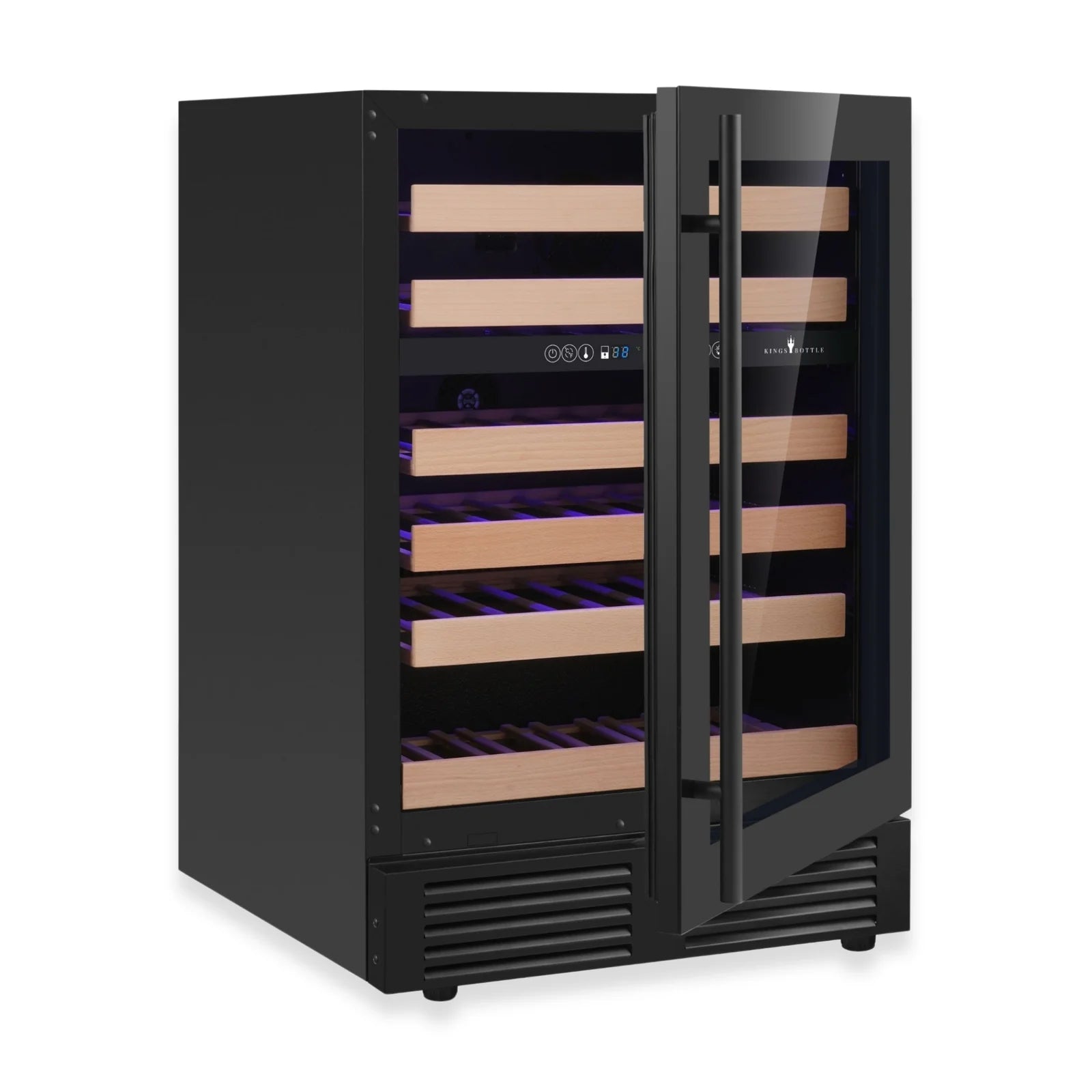 KingsBottle 24-Inch Under-Counter Dual Zone Wine Cooler with Low-E Glass Door KBU145DX-FG RHH