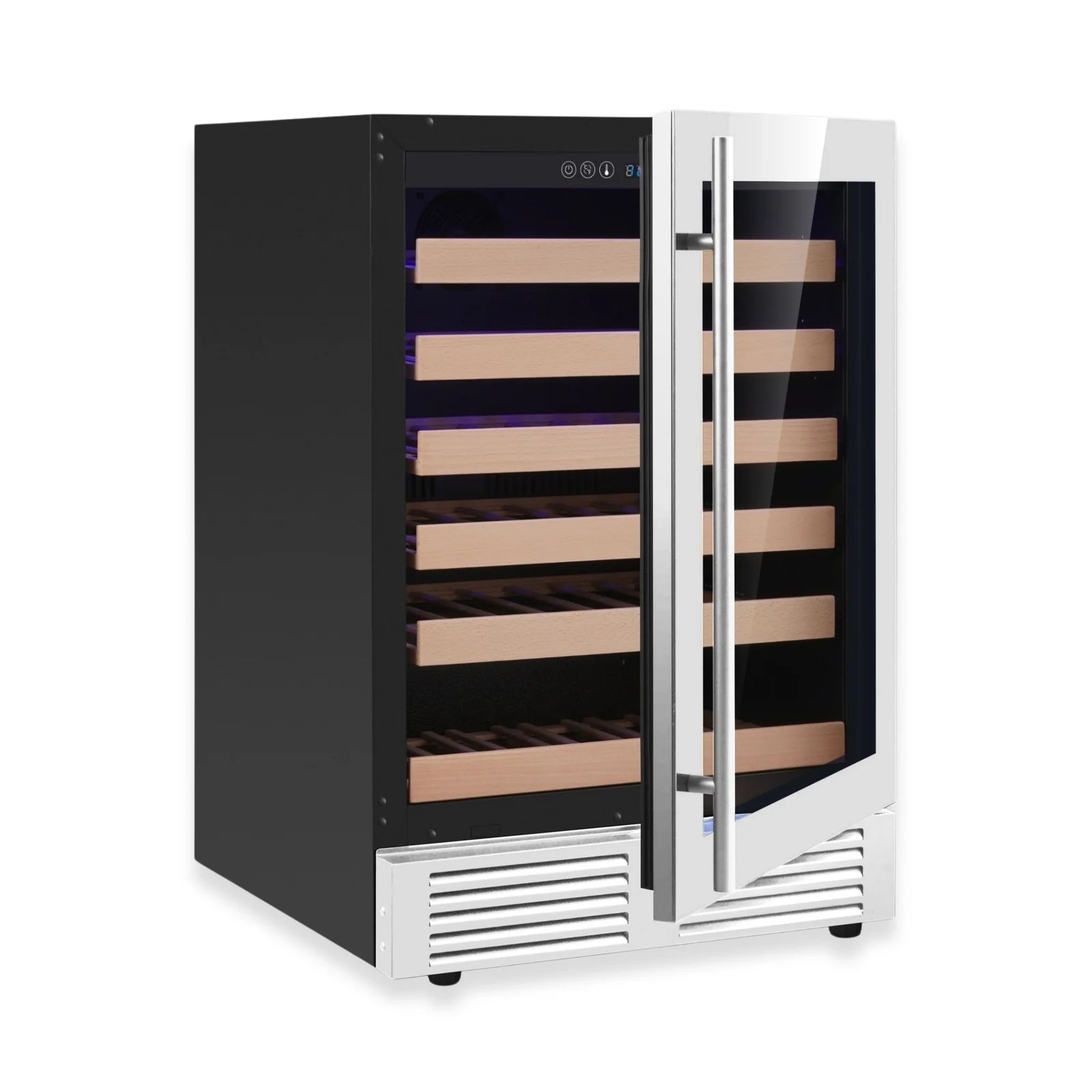 KingsBottle 24-Inch Under-Counter Single Zone Wine Cooler with Low-E Glass Door KBU145WX-FG RHH