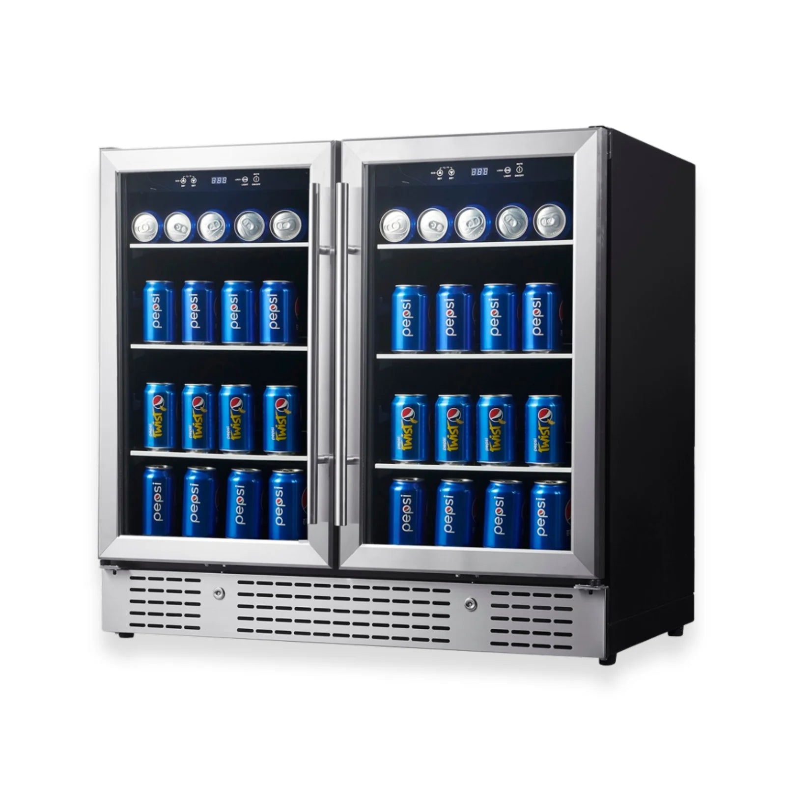 KingsBottle 36” Wide Under-Counter Dual Zone Beverage Cooler KBU190B2-BLK