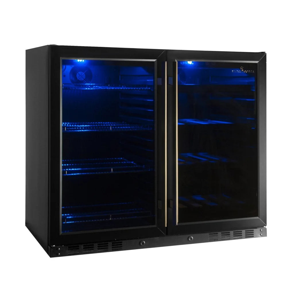 KingsBottle 39 Inch Under Counter Wine And Beer Fridge Combo KBU28LRX-BLK