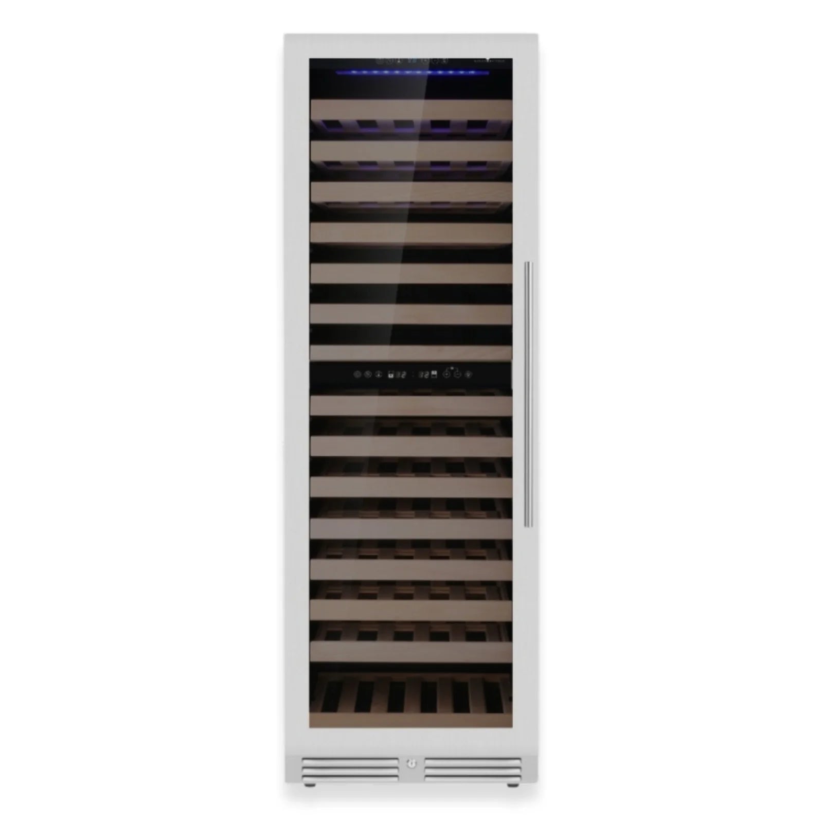 KingsBottle Tall Dual Zone Upright Wine Cooler | Low-E Glass & Silent Cooling KBU425DX-FG RHH