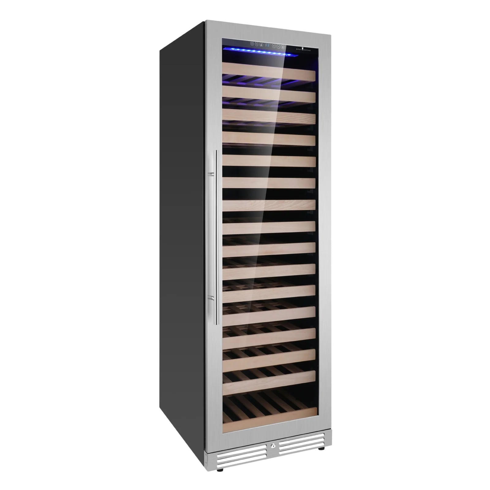 KingsBottle Upright Single Zone Large Wine Cooler With Low-E Glass Door KBU425WX-FG RHH