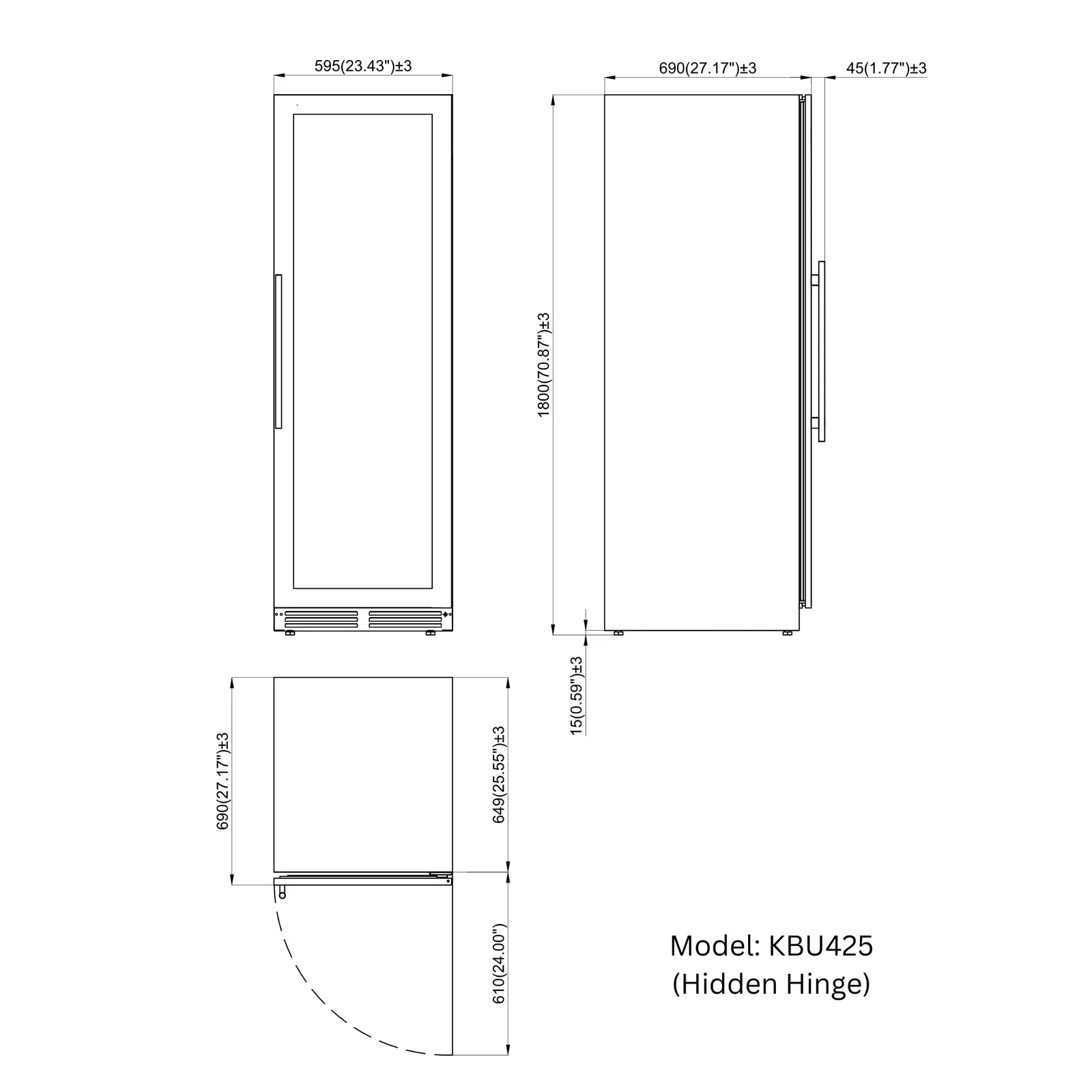 KingsBottle Tall Dual Zone Upright Wine Cooler | Low-E Glass & Silent Cooling KBU425DX-FG RHH