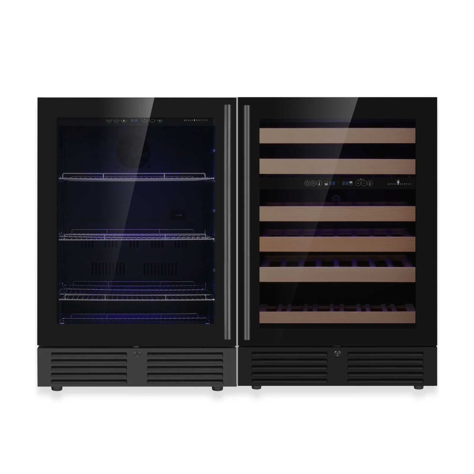 KingsBottle 48" Ultimate Under Bench Wine Fridge and Bar Refrigerator Combo with 3 Temp. Zones KBU145BW3-FG