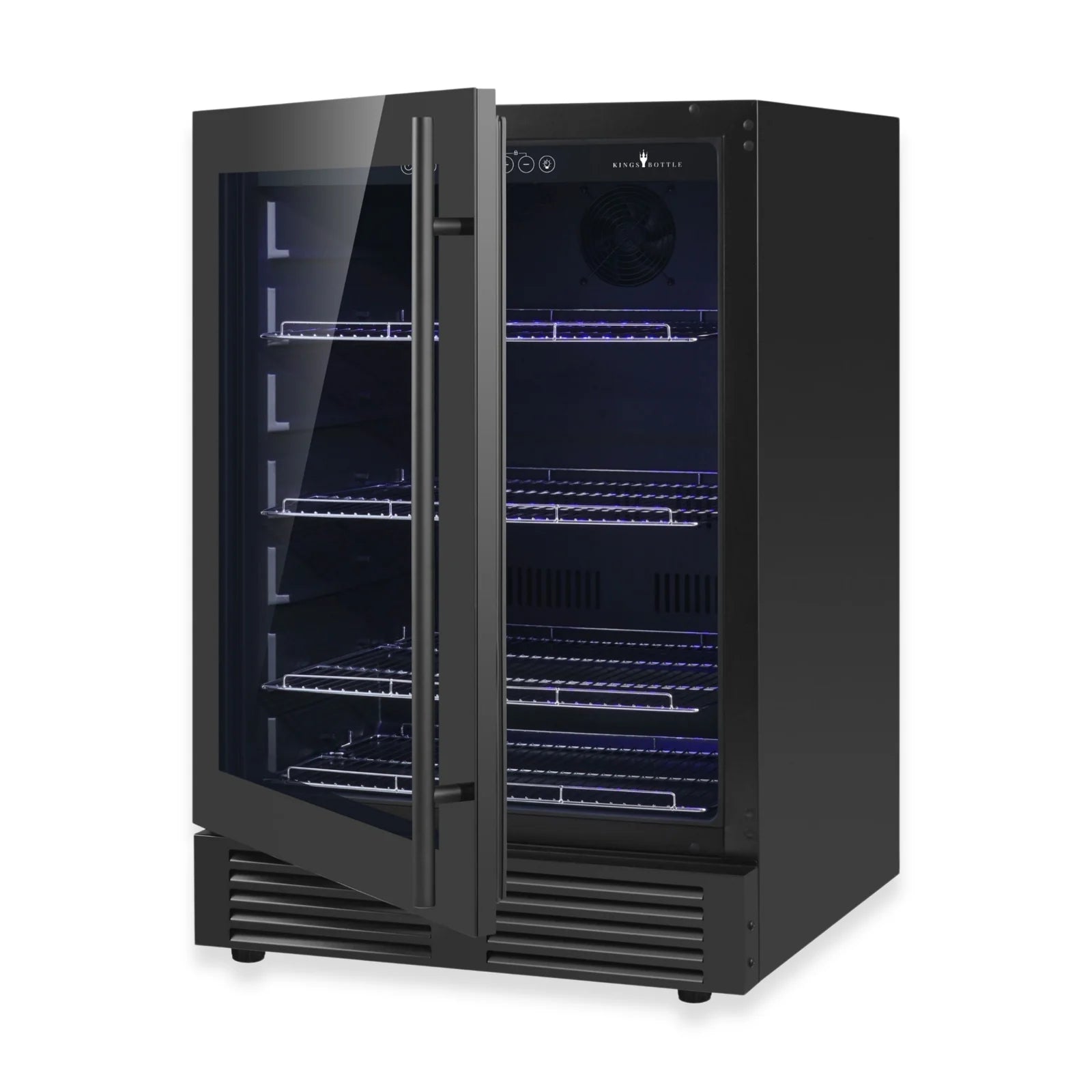 KingsBottle 24 Inch Under Counter LOW-E Glass Door Beer Fridge KBU145BX-FG LHH