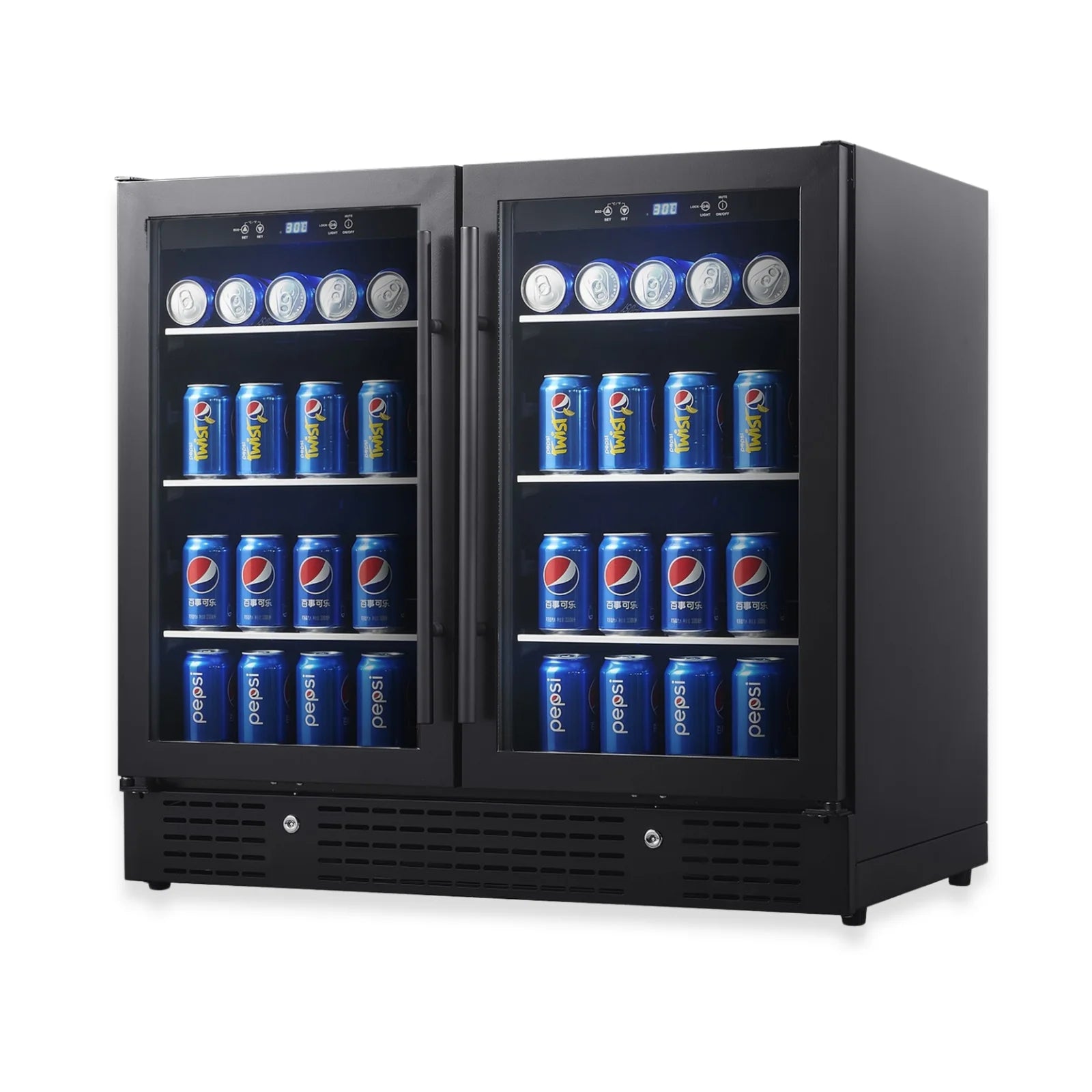 KingsBottle 36” Wide Under-Counter Dual Zone Beverage Cooler KBU190B2-BLK
