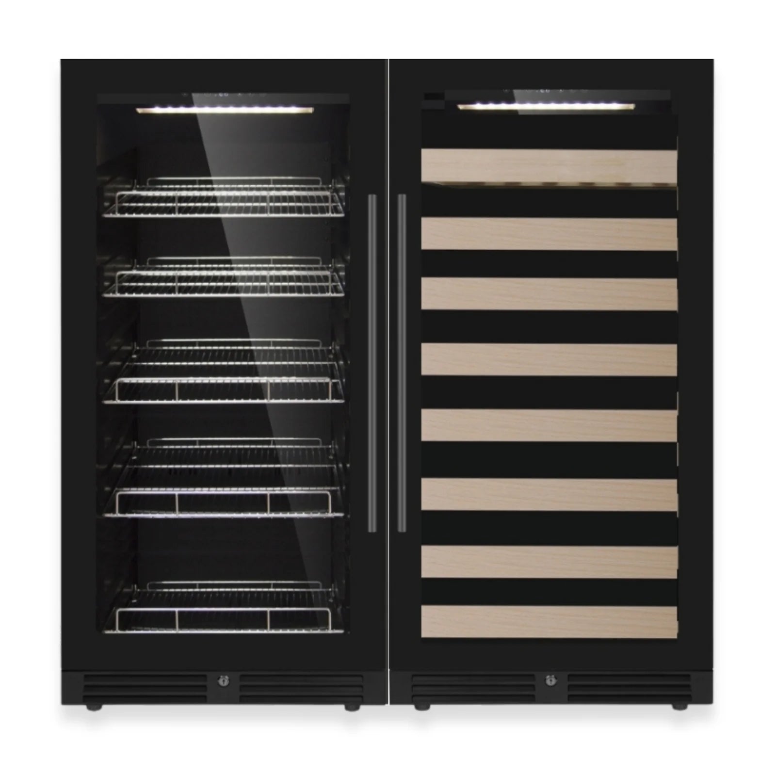 KingsBottle 47" High Upright Wine & Beverage Refrigerator Combo with Low-E Glass Door KBU265BW2-FG