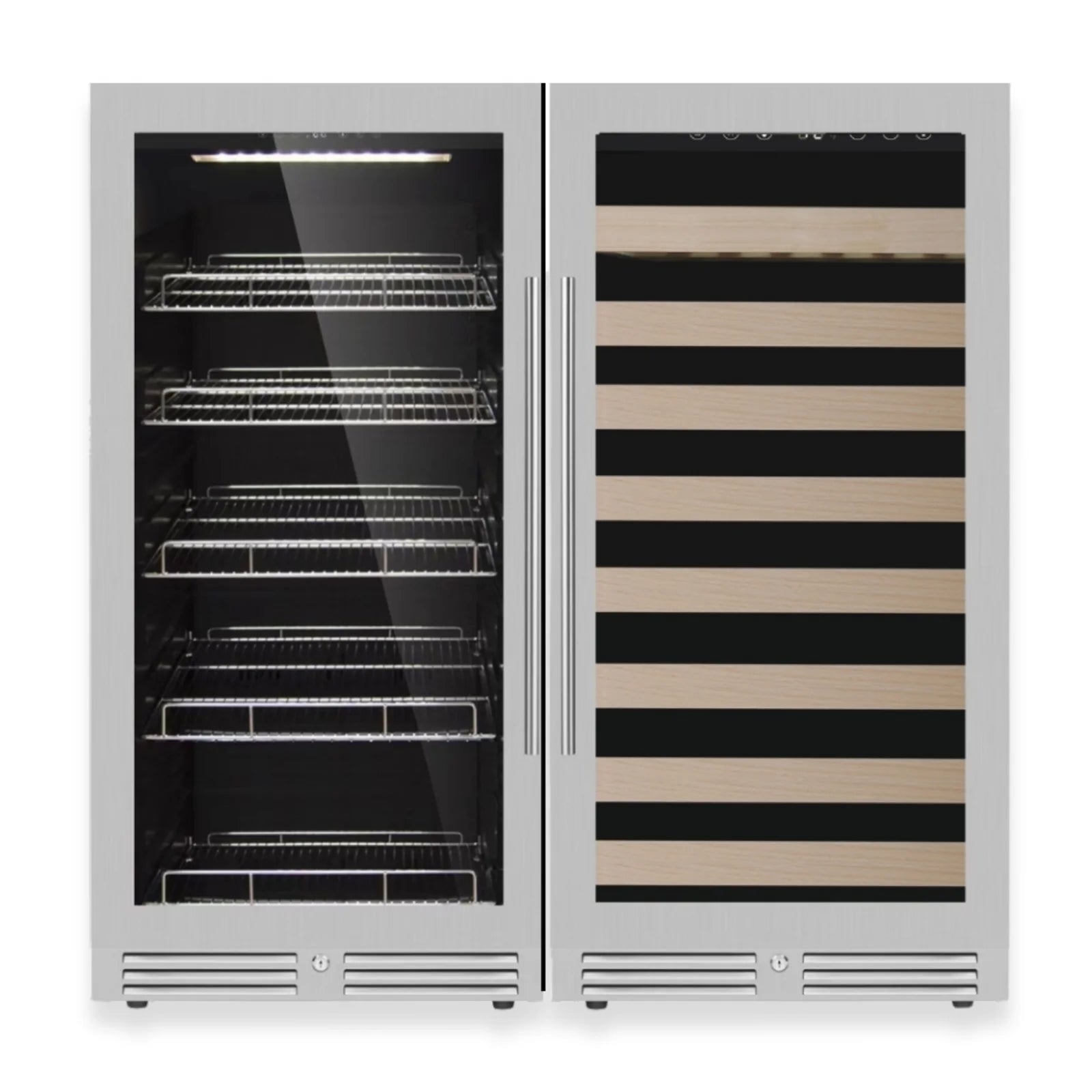 KingsBottle 47" High Upright Wine & Beverage Refrigerator Combo with Low-E Glass Door KBU265BW2-FG