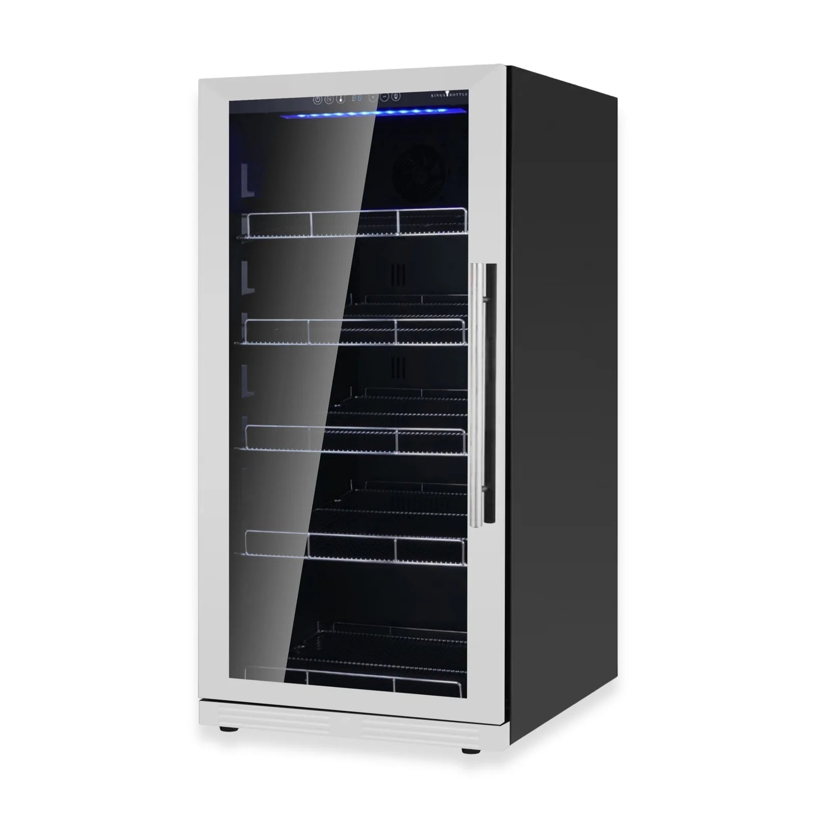 KingsBottle 389 Cans Capacity Upright Beverage Refrigerator With Low-E Glass Door KBU265BX-FG LHH