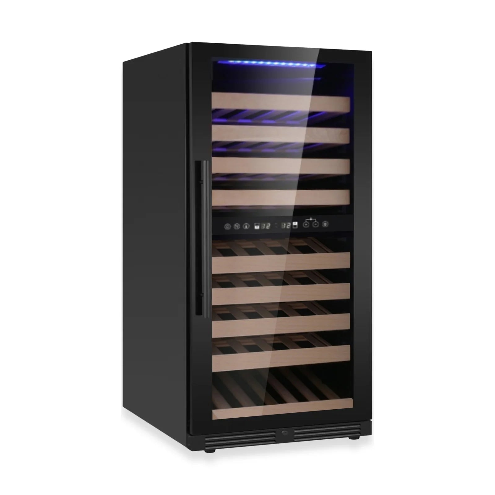 KingsBottle 47-Inch Tall Dual Zone Wine Cooler with Low-E Glass Door KBU265DX-FG RHH