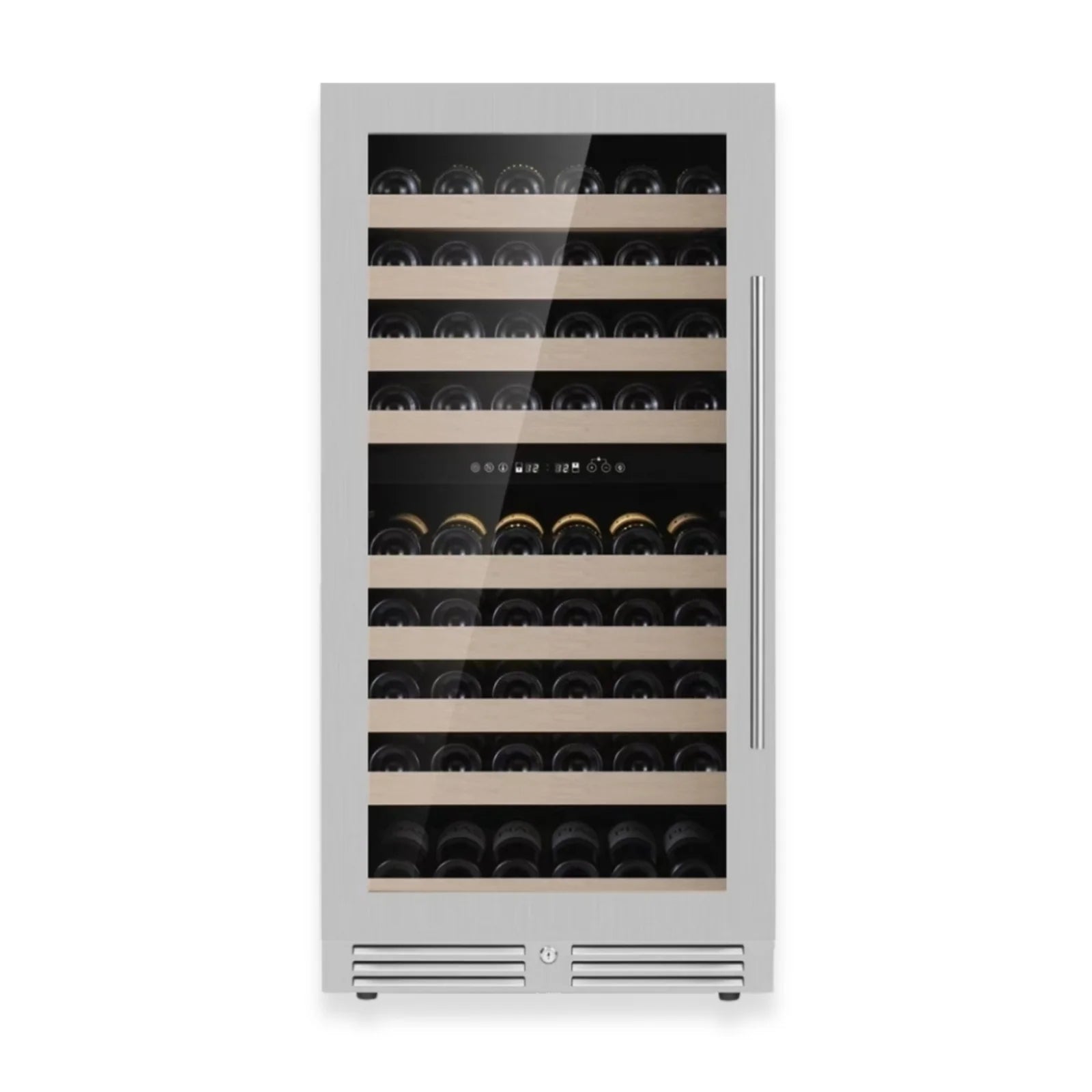 KingsBottle 47-Inch Tall Dual Zone Wine Cooler with Low-E Glass Door KBU265DX-FG RHH