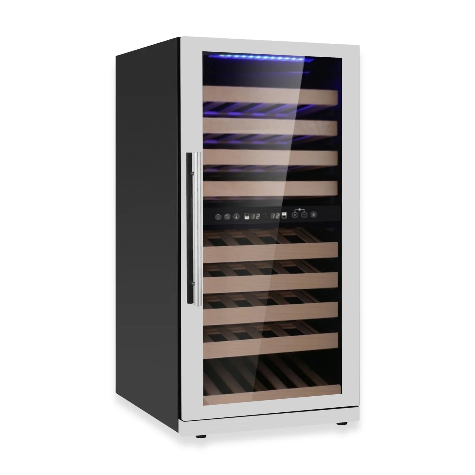 KingsBottle 47-Inch Tall Dual Zone Wine Cooler with Low-E Glass Door KBU265DX-FG RHH