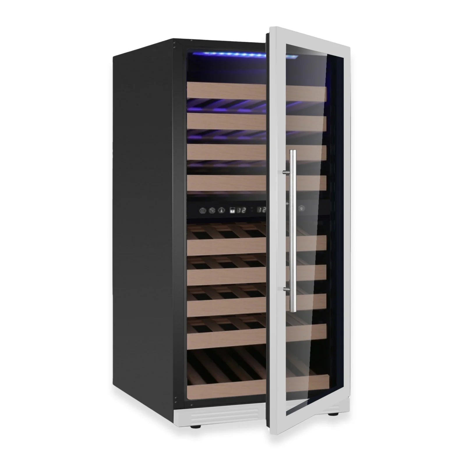 KingsBottle 47-Inch Tall Dual Zone Wine Cooler with Low-E Glass Door KBU265DX-FG RHH