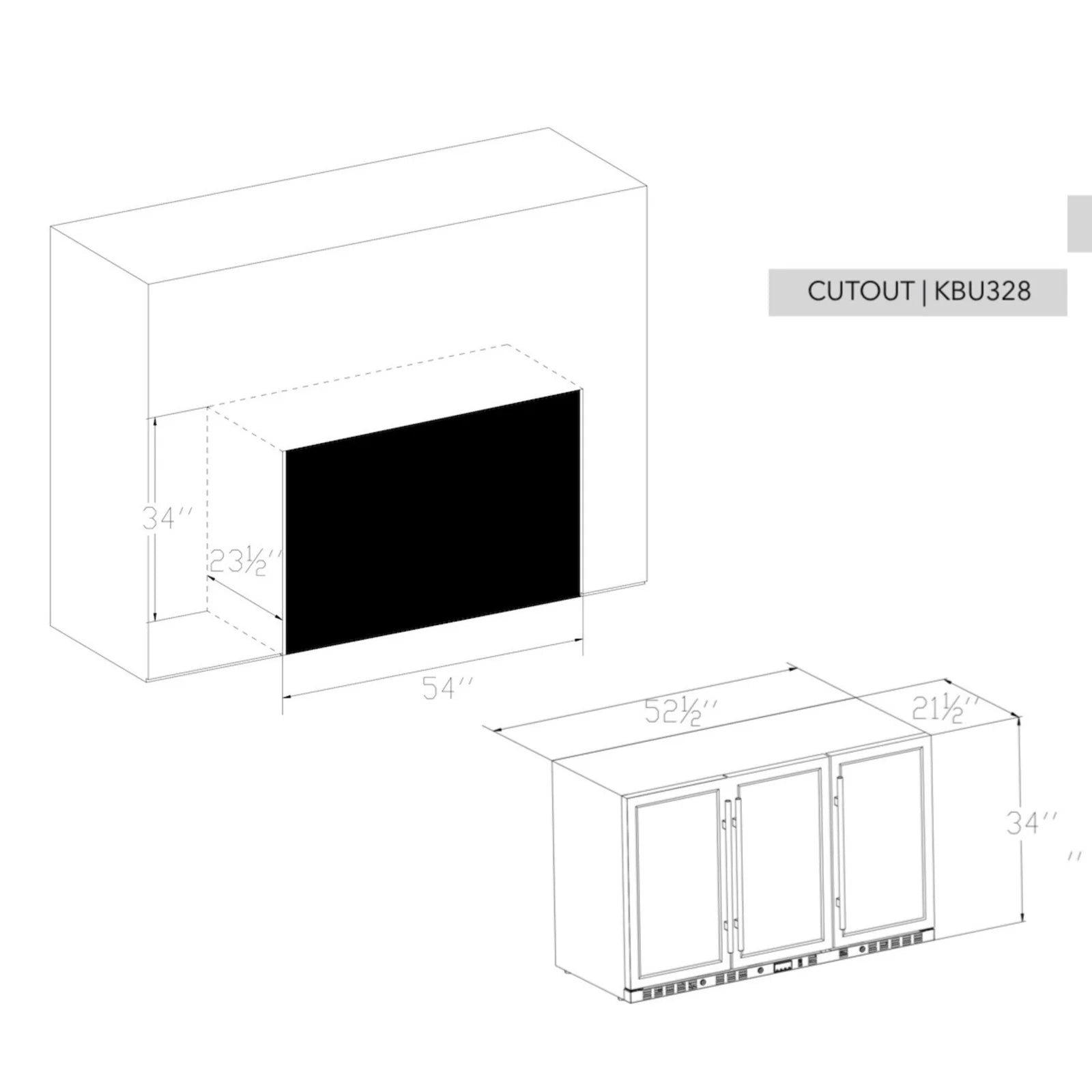 KingsBottle 53 Inch Solid 3-Door Outdoor Beverage Drinks Cooler KBU328ASD