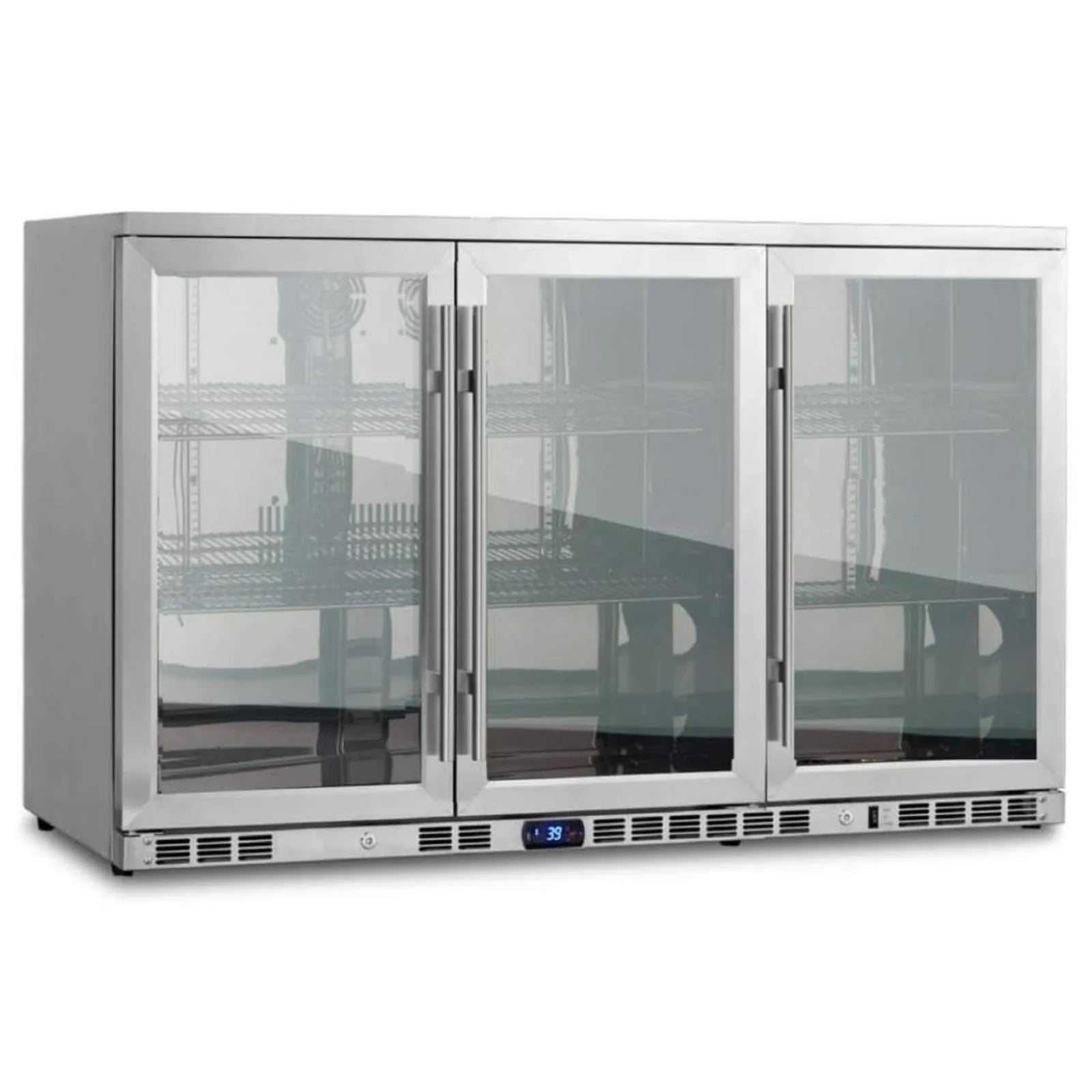 KingsBottle 53 Inch Heating Glass 3 Door Large Beverage Refrigerator KBU328M