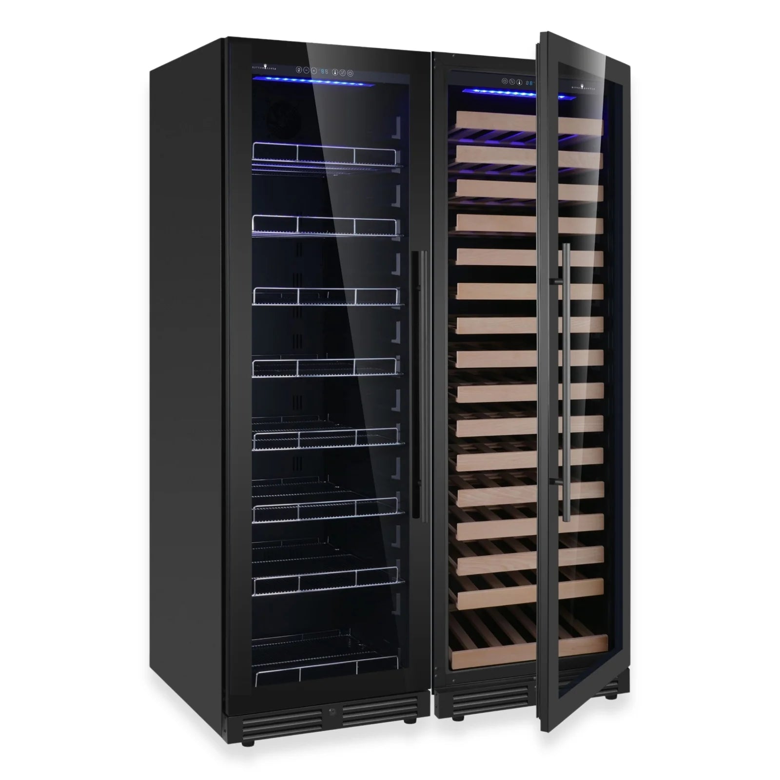 KingsBottle Ultimate Wine & Beverage Upright Refrigerator Combo with Low-E Glass Door KBU425BW2-FG