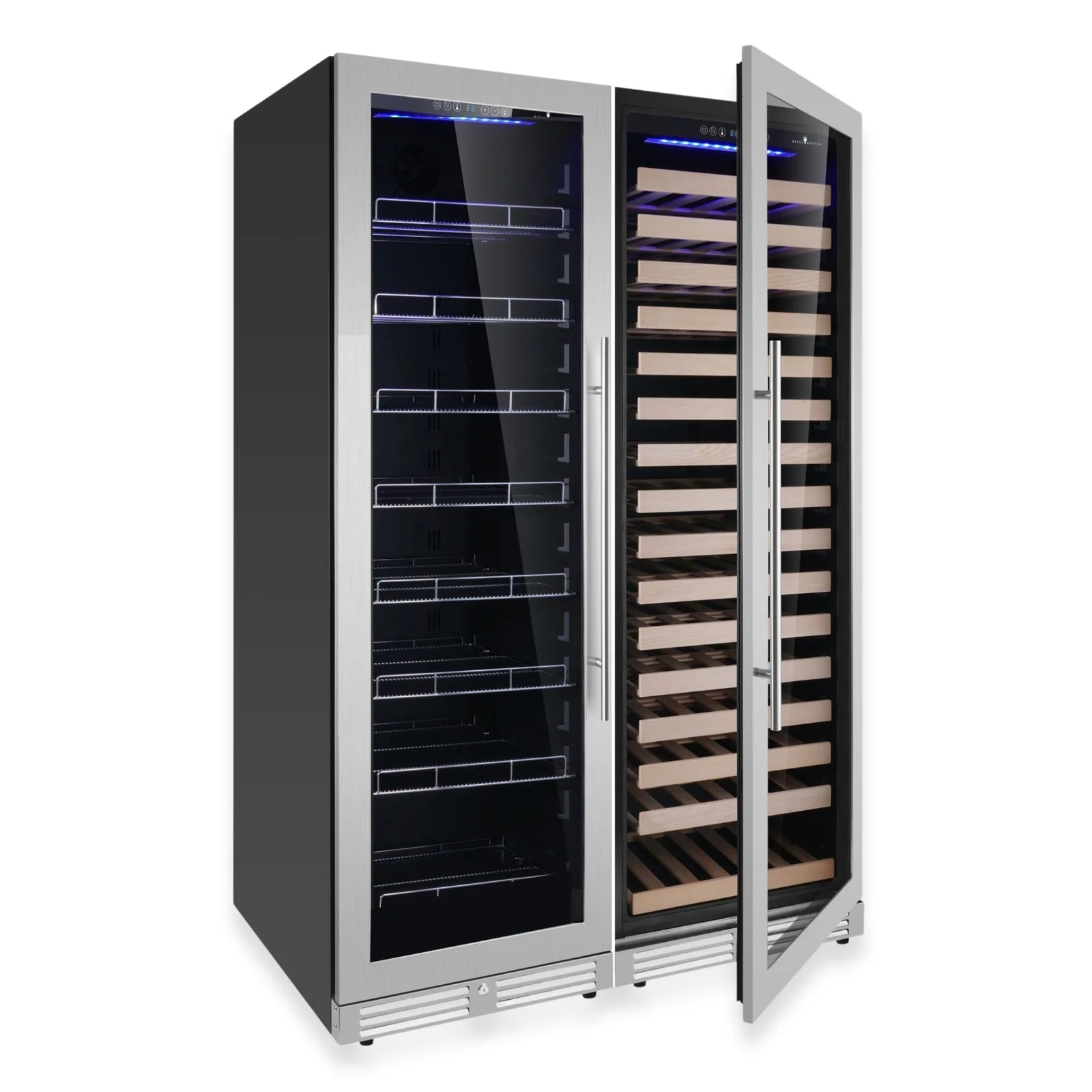 KingsBottle Ultimate Wine & Beverage Upright Refrigerator Combo with Low-E Glass Door KBU425BW2-FG