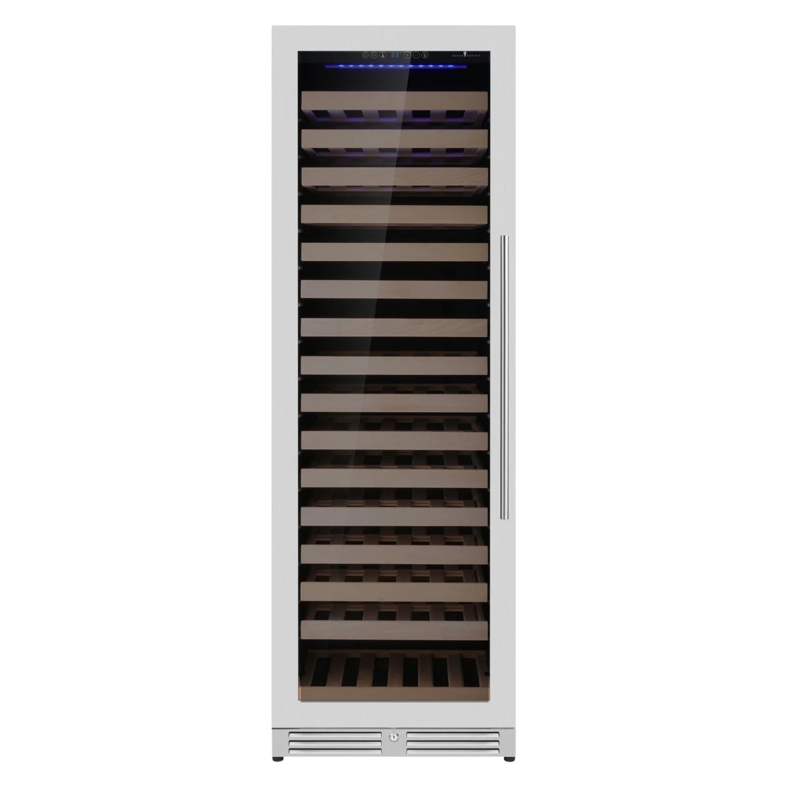 KingsBottle Upright Single Zone Large Wine Cooler With Low-E Glass Door KBU425WX-FG RHH