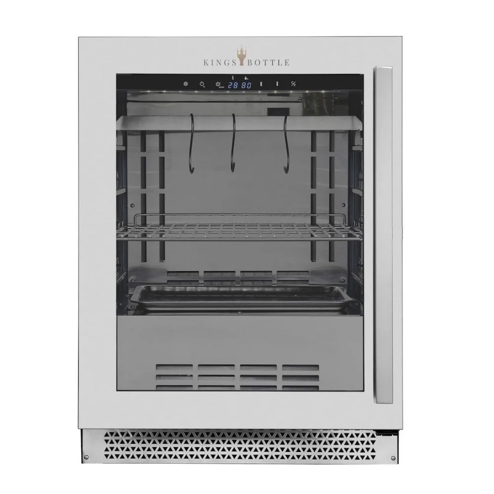 KingsBottle 24″ Glass‑Door Meat Aging Fridge (Compact)KBU50SA-SS RHH