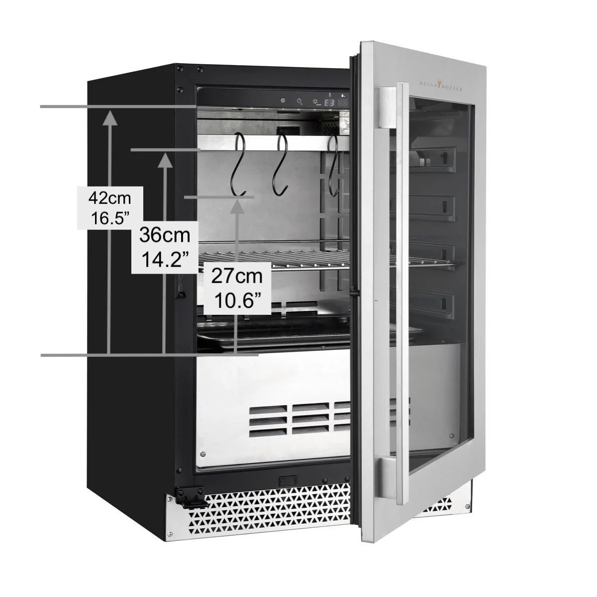 KingsBottle 24″ Glass‑Door Meat Aging Fridge (Compact)KBU50SA-SS RHH