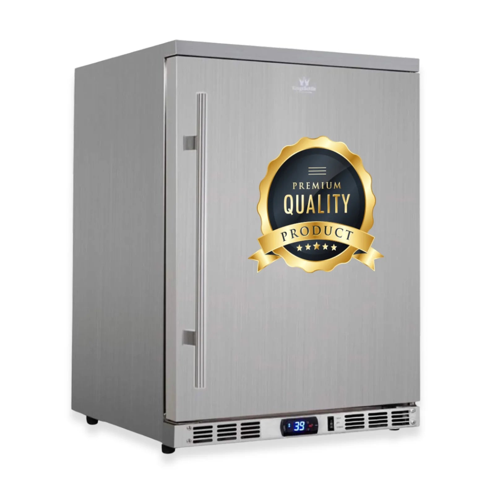 KingsBottle 24-Inch Outdoor Beverage Refrigerator with Solid Stainless Steel Door KBU55ASD LHH