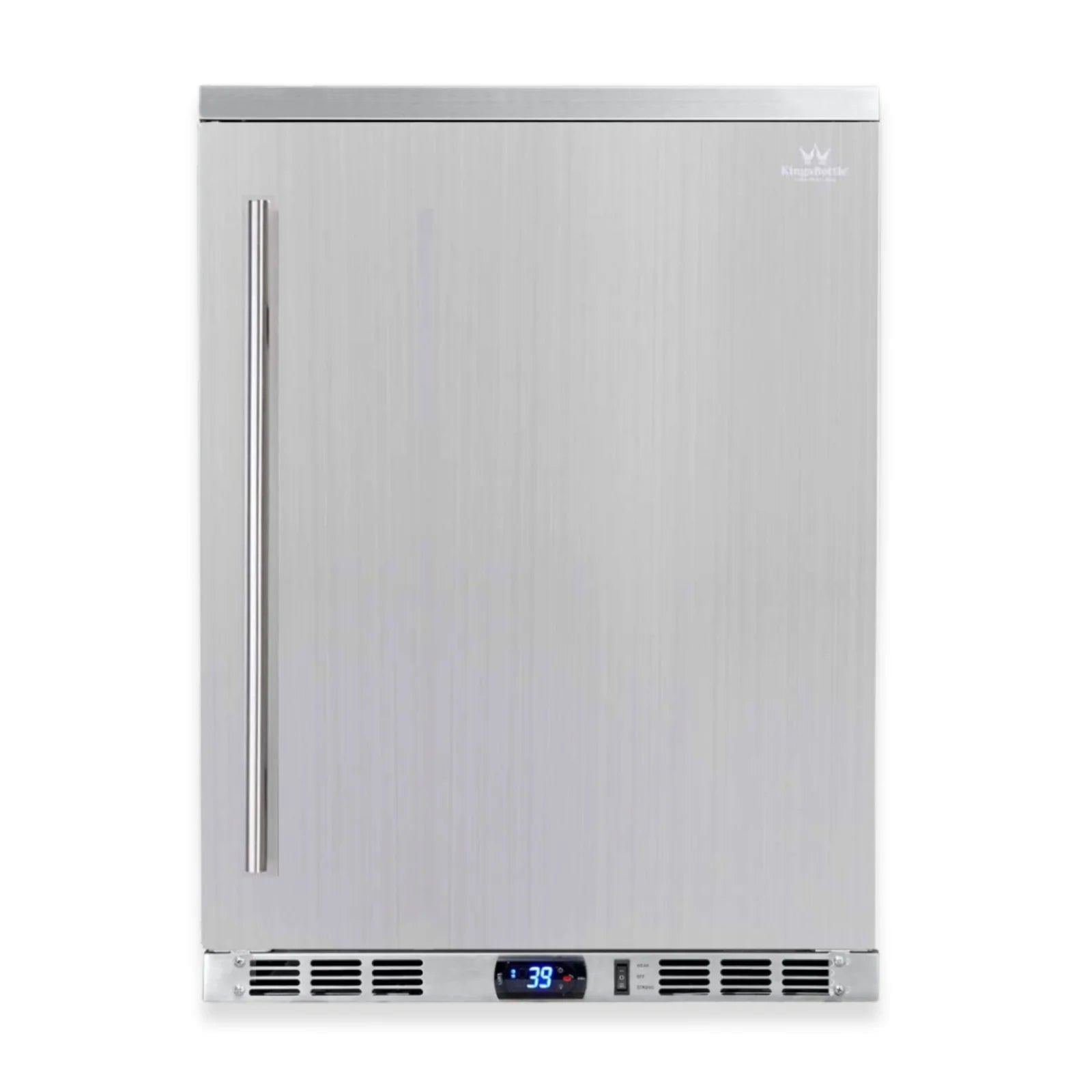 KingsBottle 24-Inch Outdoor Beverage Refrigerator with Solid Stainless Steel Door KBU55ASD LHH