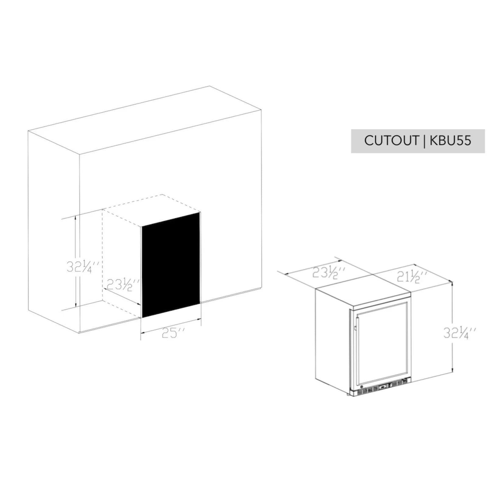 KingsBottle 24-Inch Outdoor Beverage Refrigerator with Solid Stainless Steel Door KBU55ASD LHH
