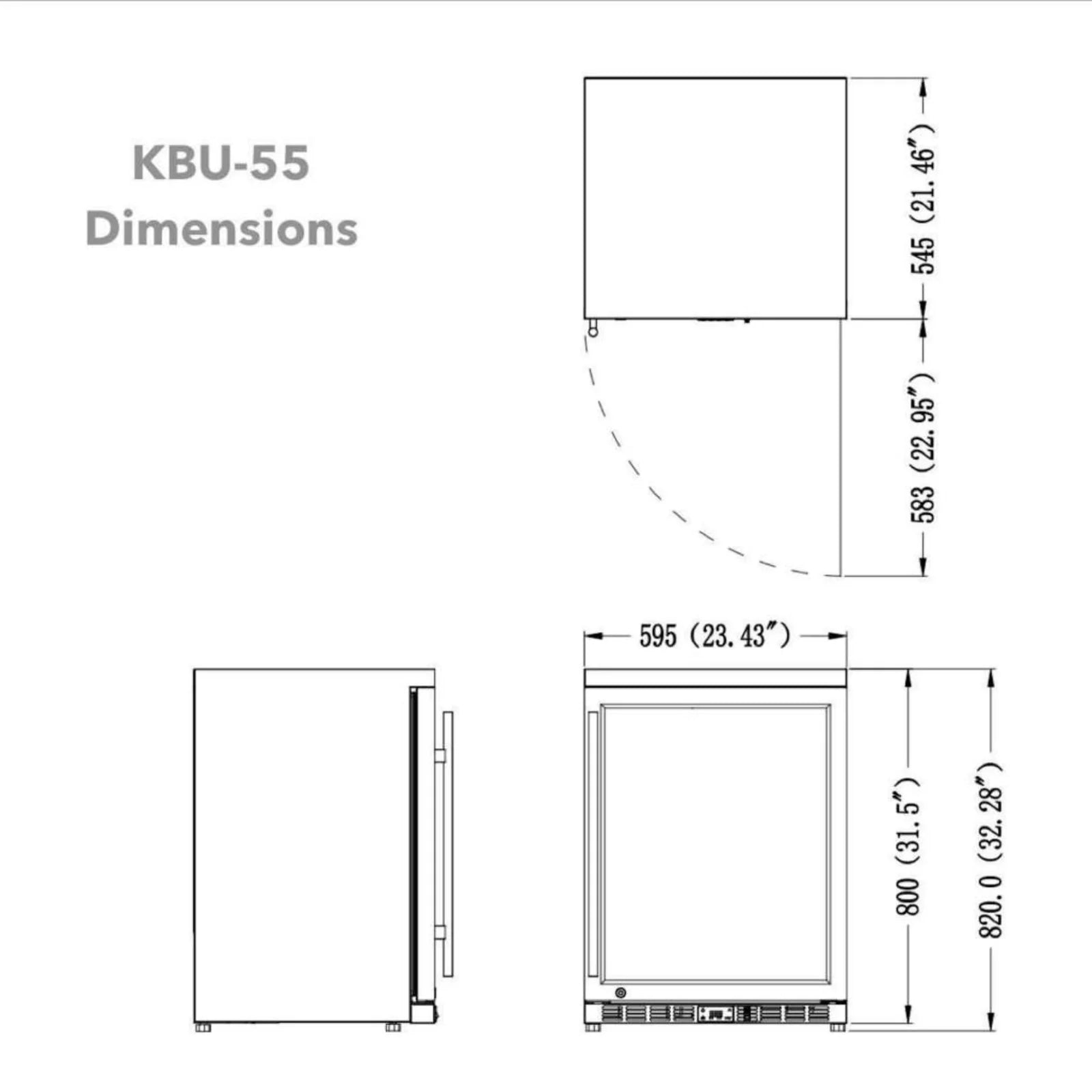 KingsBottle 24-Inch Outdoor Beverage Refrigerator with Solid Stainless Steel Door KBU55ASD LHH