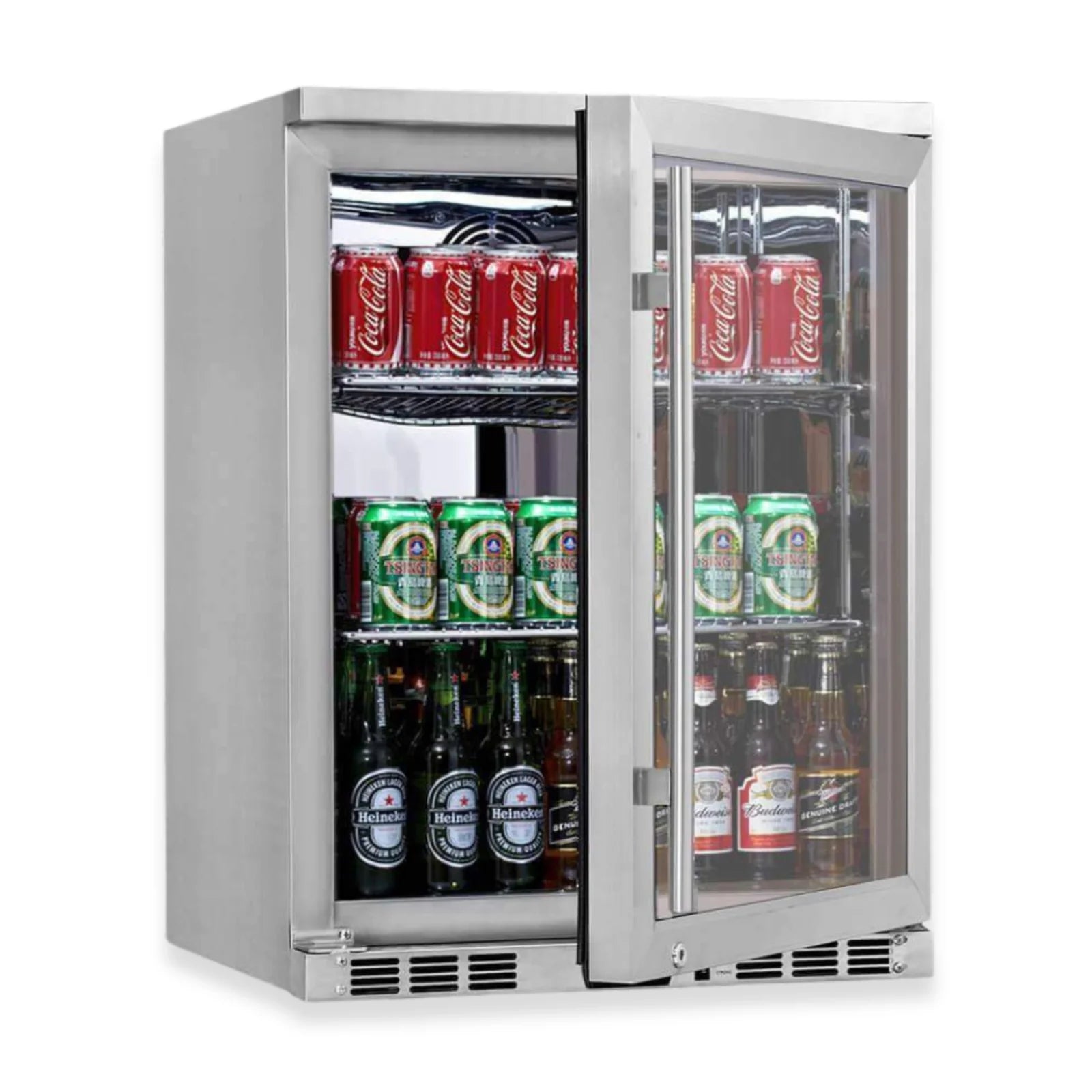 KingsBottle 24 Inch Undercounter Beverage Cooler with Heating Glass Door KBU55M LHH