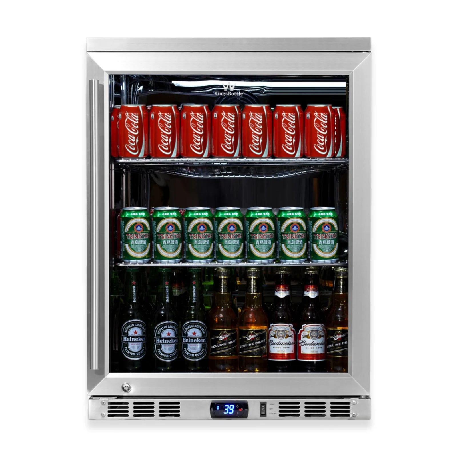 KingsBottle 24 Inch Undercounter Beverage Cooler with Heating Glass Door KBU55M LHH