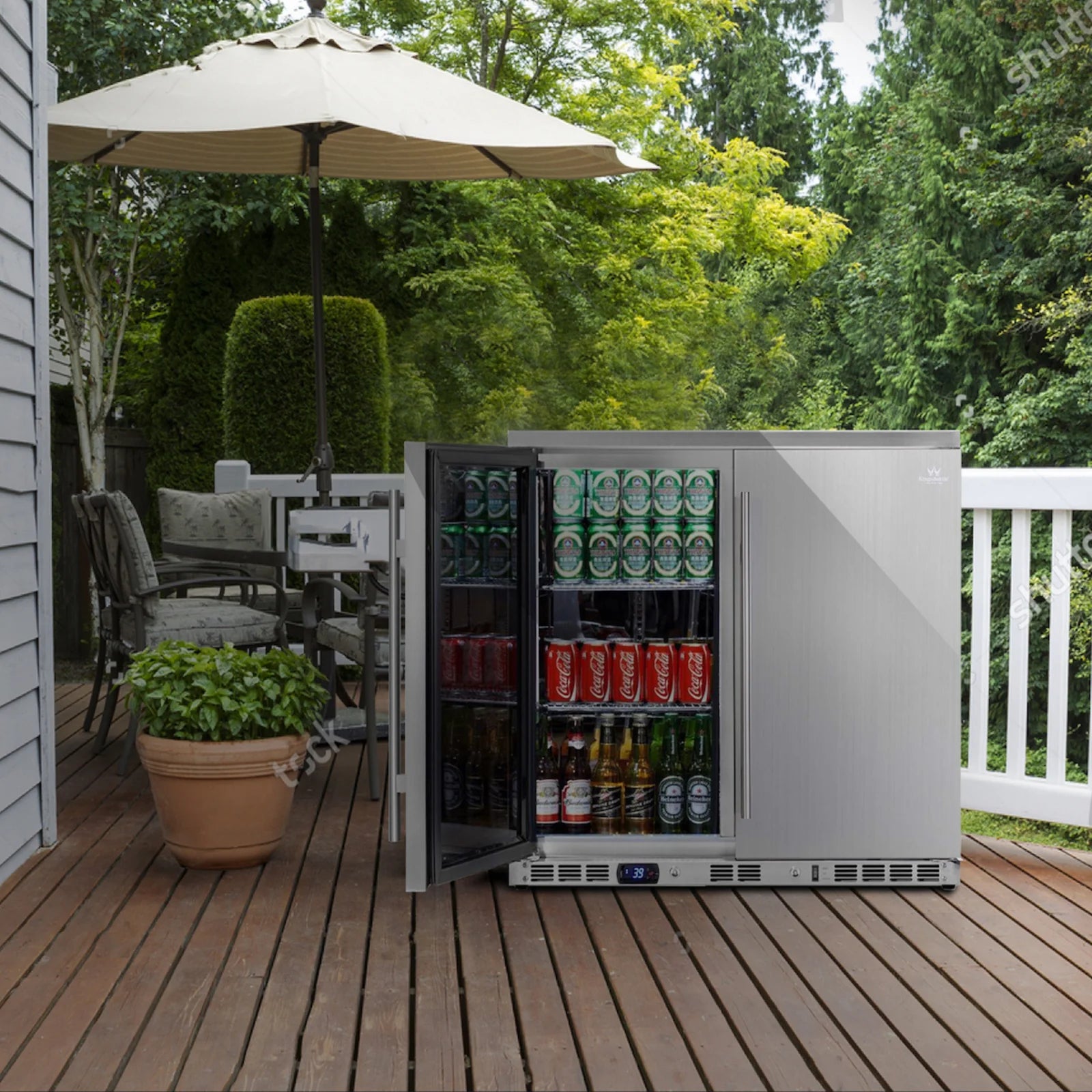 KingsBottle 36 Inch Outdoor Beverage Refrigerator 2 Door For Home KBU56ASD