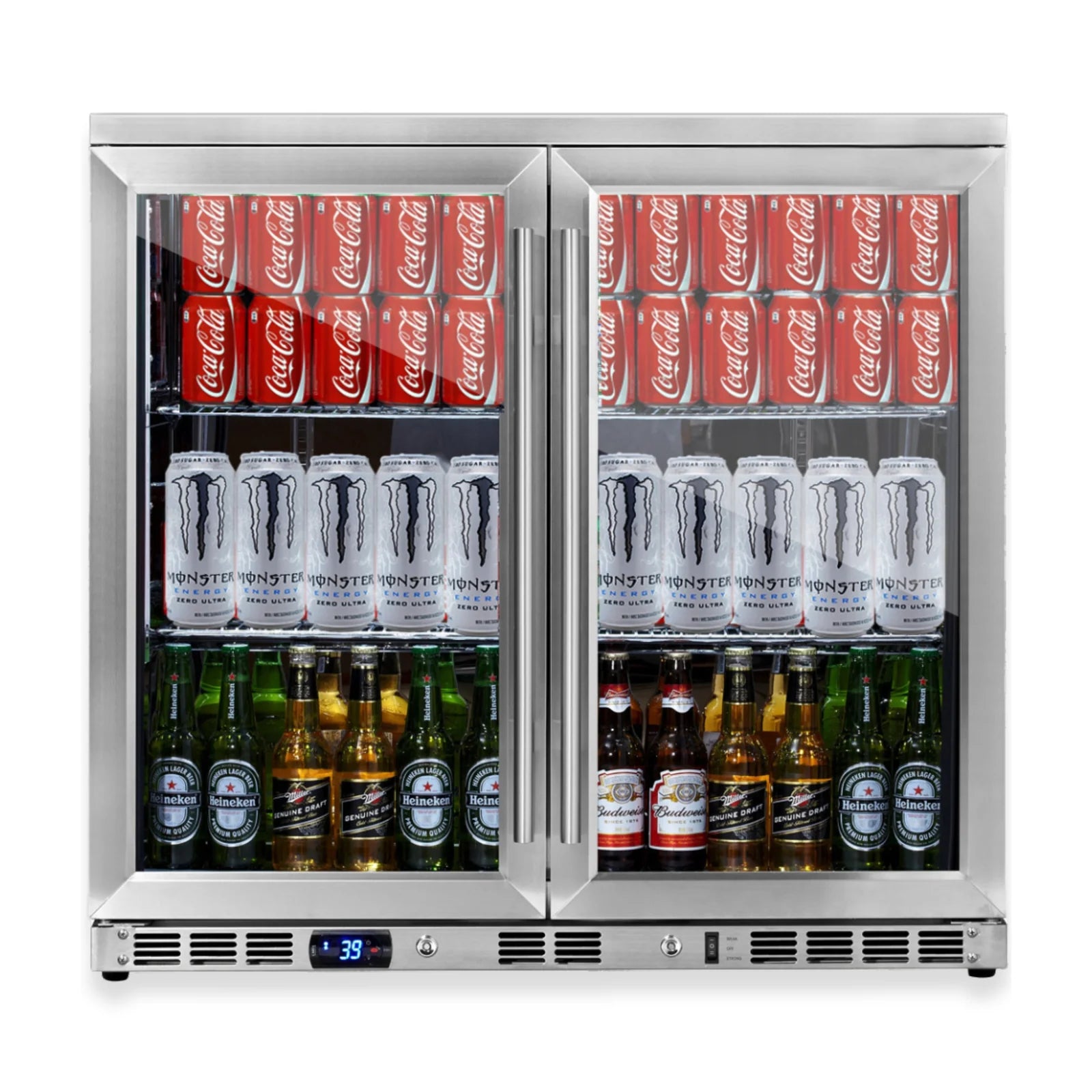KingsBottle 36-Inch Heating Glass Dual Door Built In Beverage Fridge KBU56M