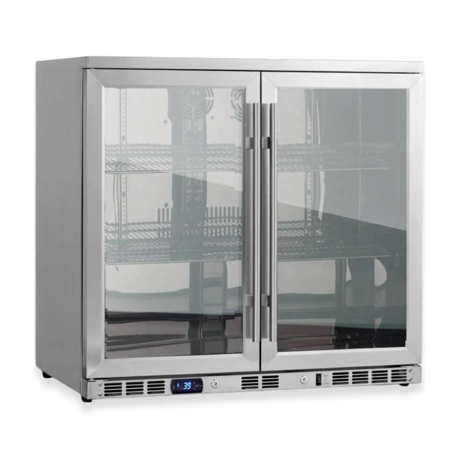KingsBottle 36-Inch Heating Glass Dual Door Built In Beverage Fridge KBU56M