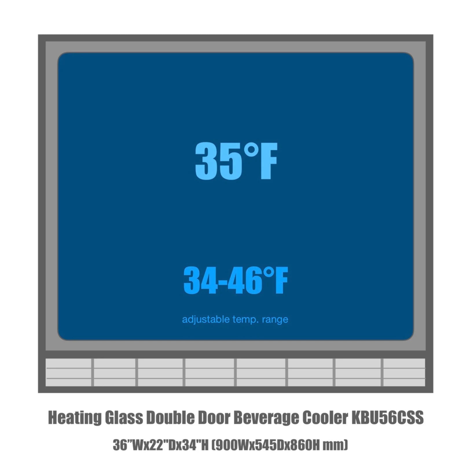 KingsBottle 36-Inch Heating Glass Dual Door Built In Beverage Fridge KBU56M
