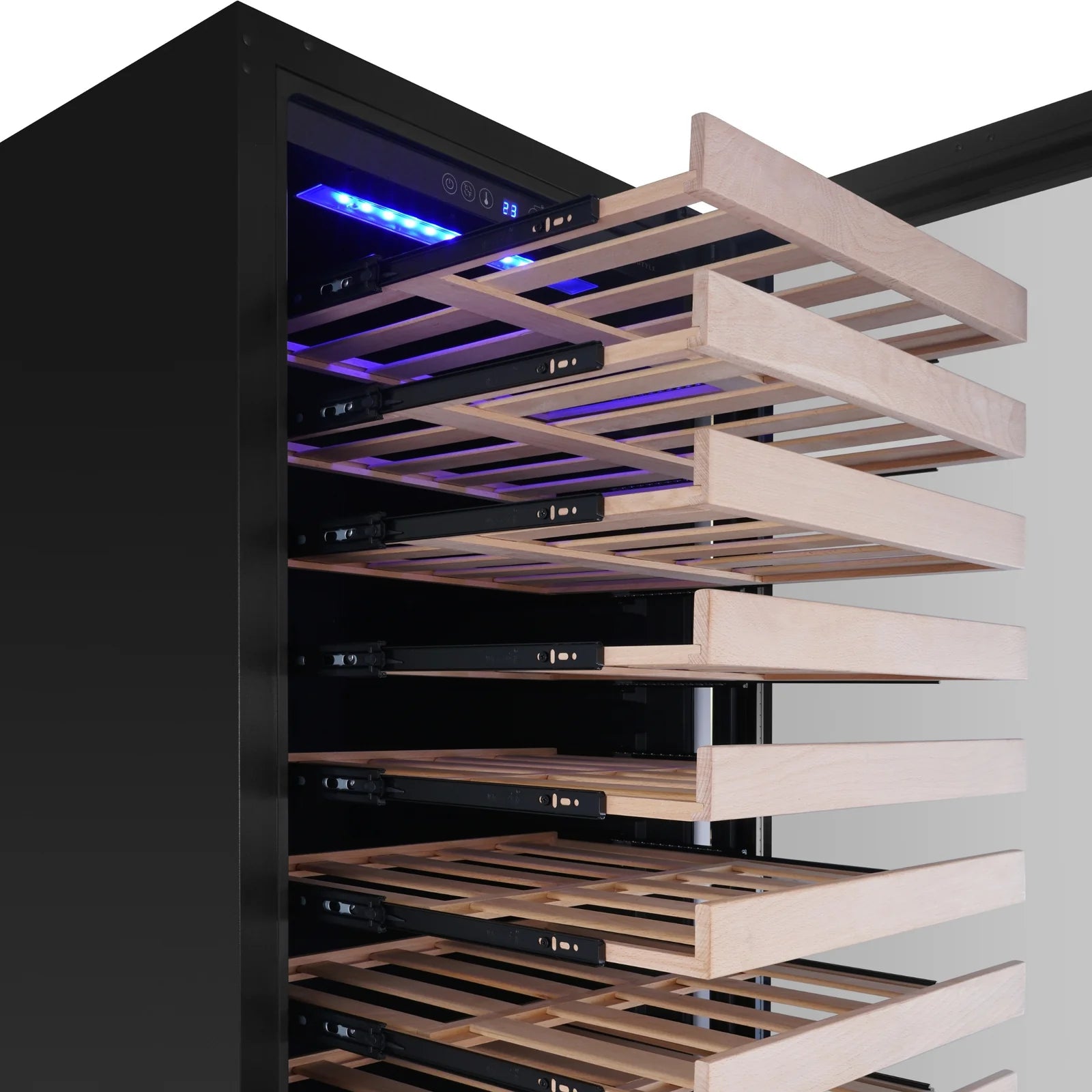 KingsBottle Tall Dual Zone Upright Wine Cooler | Low-E Glass & Silent Cooling KBU425DX-FG RHH